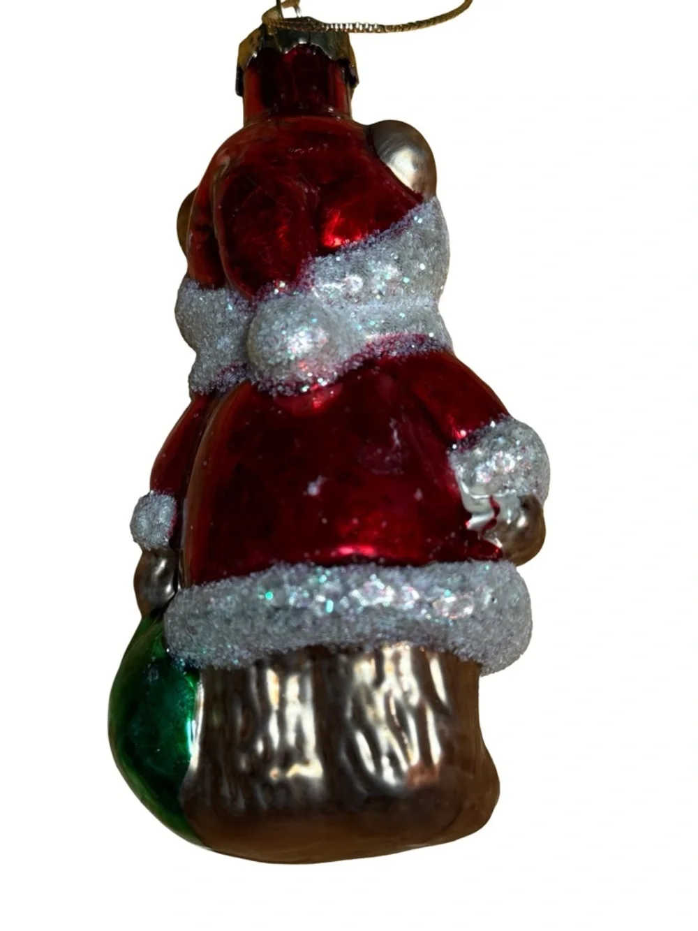 Festive Red Bear Ornament with Sparkle Trim - Unbranded
